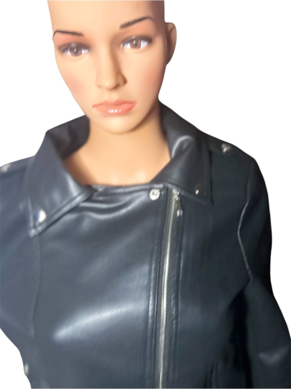 Black Faux Leather Moto Jacket - Women - Picture 7 of 11